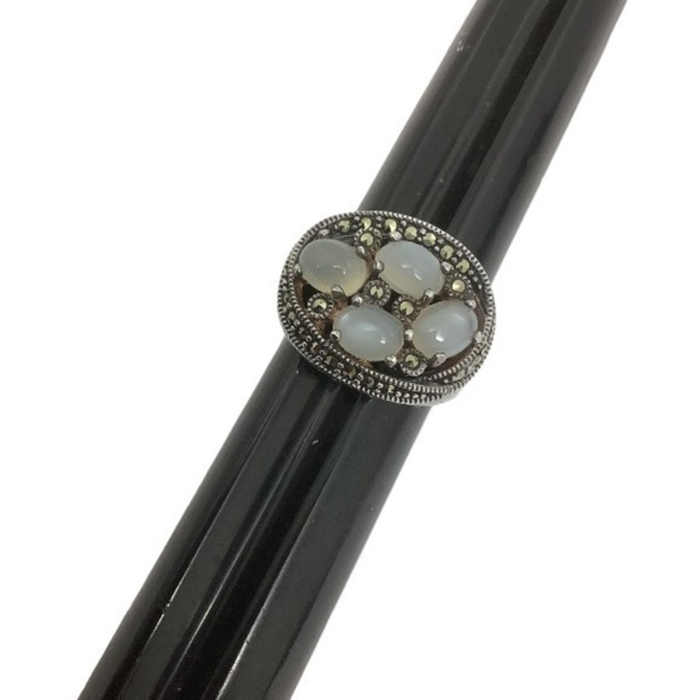 Sterling silver marcasite moonstone ring